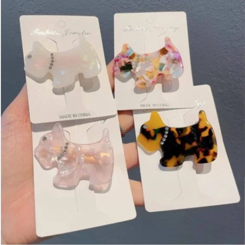 ⭐️❤️❤️ FREE Dog Terrier Puppy College Trendy Glam College Girly Hair Clips Set